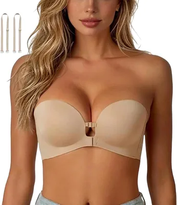 Women's Strapless Push Up Bra - Innovative Front Closure Bandeau Best Deal