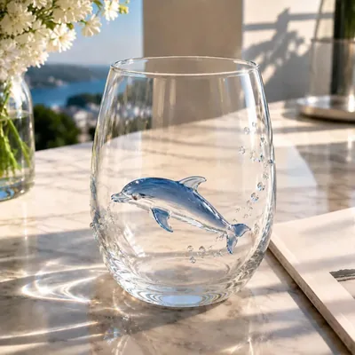 Vaso De Vidrio Sin Pie Con Diseño De Pulpo, 12 Onzas, Vidrio Borosilicato Sin Plomo, Accesorio Marino