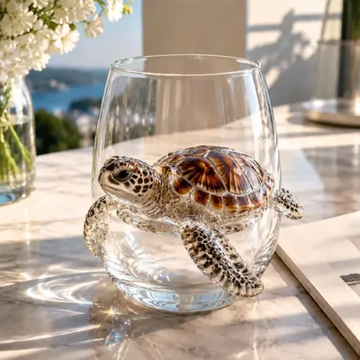 Vaso De Vidrio Sin Pie Con Diseño De Pulpo, Vaso Artesanal Marino De 12 Onzas, Vidrio De Borosilicato Sin Plomo, Accesorio Decorativo