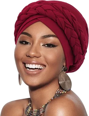 DRESHOW Kvinnlig Turbanbund Twisted Braid Haarkapar Hat Afrikansk Kap Peberhatt