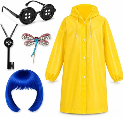 MXHBSTP Halloween Costume 5 PCS Yellow Raincoat Wig Glasses Set Best Deal