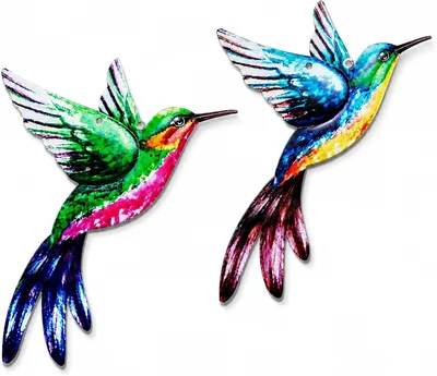 2-Pack Metal Hummingbird Acrylic Bird Wall Art