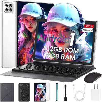 Tablet Android 10.1" con 16GB RAM y 512GB ROM ampliable a 1TB, Octa-core 2.0GHz, IPS HD 1280x800, Cámara