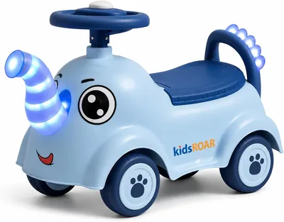 kidsROAR 50% ऑफ़ - बच्चों के लिए पुश राइड ऑन कार, 1-5 साल के लिए | बेबी पुश कार म्यूज़िक, 3D लाइट्स और बैकरेस्ट के साथ | प्रीमियम राइड ऑन टॉय