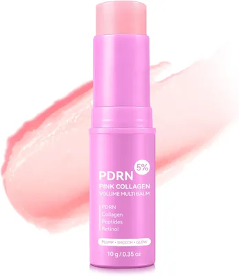 Balm Stick PDRN Colágeno Rosa, Hidratante para la Cara y Cuidado Multifuncional para Labios, Cuello y Pómulos