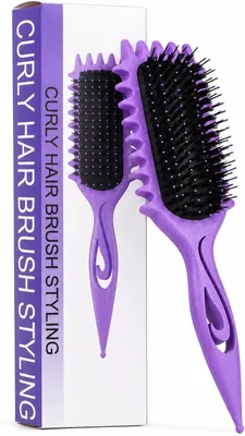 Curlingbürste für lockiges Haar mit Borsten aus Schweinshaar, Stylingbürste (Lila) | Ergonomischer Griff, antistatisch, für Frauen - Best Deal