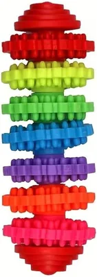 لعبة مضغ قوس قزح متينة - تنظيف الأسنان وصحة الفم للمحتفرين بشدة، لعبة مطاطية تفاعلية للحجم الصغير والمتوسط