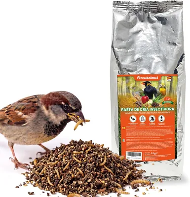 AreaAnimal - Pasta Insectívora para Aves, Comida para Pájaros Insectívoros 1 kg, Porridge con Ingredientes Naturales, Cuidado de Cría