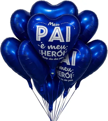 Kit com 10 Balões Metalizados em Forma de Coração para Dia dos Pais - 18 polegadas (45 cm) - Best Deal