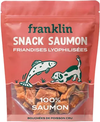 FRANKLIN - Friandise Lyophilisées Chien - 100% Saumon Congelé - Riche en Protéines et Oméga 3