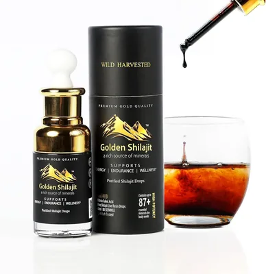Krople w płynie Golden Shilajit® 40 ml - Himalajski ekstrakt z żywic mineralnych | 60% taniej