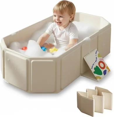 YOOJ Collapsible Baby Bath Tub, Non-Slip Base, Large Toddler Bath