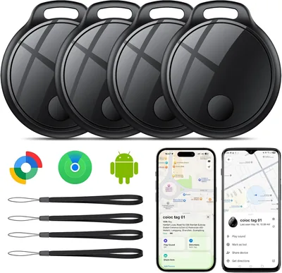 Tag de suivi aérien 4 pièces : compatible avec Google Find et Apple Find My, alarme sonore 120dB, batterie remplaçable, IP68