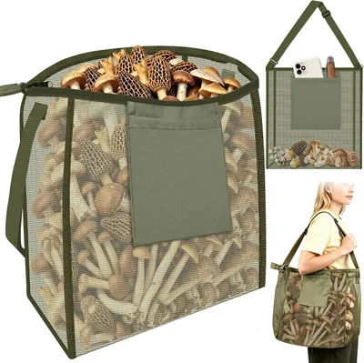Borsa per la Raccolta di Funghi, Rete per Funghi, Borsa Mesh Regolabile