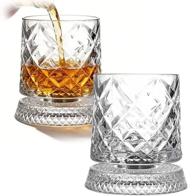 9 oz Rotating Whiskey Glass with 360° Base
