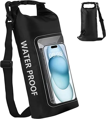Bolsa seca Glitzcharm 2L IP68, resistente al agua y enrollable con ventana táctil para teléfono