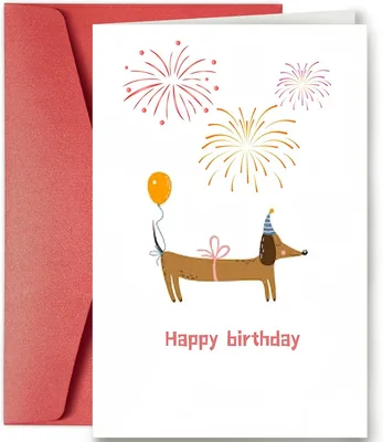 AIQIUQIU Funny Birthday Card, Sausage Dog Greeting Card