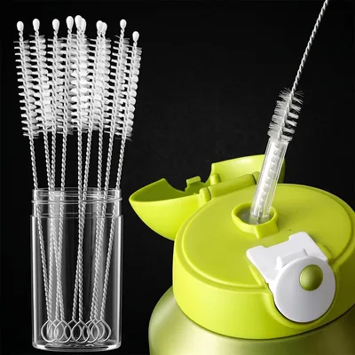 Juego de 10 cepillos de limpieza de pajitas de acero inoxidable, reutilizables para vidrio, popotes de metal, botellas de agua - Mejor Oferta