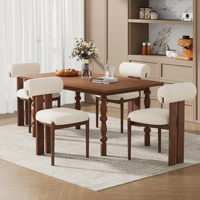 Chaises modernes MALOL x 4 avec jambes en bois et design de dos cylindrique pour salle à manger, cuisine ou restaurant - D