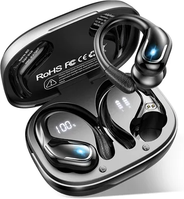 Ecouteurs Bluetooth Sport Sans Fil, 75h Bluetooth 5.4 avec HiFi Stéréo 3D, 4 ENC Réduction du Bruit Microphone Sans Fil