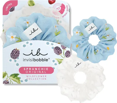 Invisibobble Sprunchie Wildblumen-Muster Haar-Scrunchies - Set von 2 Transparent Floral Pattern Hair Scrunchies Gentle Colourful Best Deal