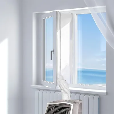 Klimaanlage Fensterabdichtung - Abluftschlauch ohne Bohren mit Reißverschluss und Klebeverschluss - Best Deal