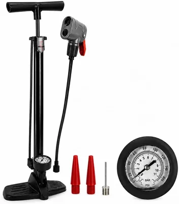 Pompka rowerowa podłogowa z manometrem - uniwersalna pompka ręczna do roweru, piłki i samochodu - najlepsza oferta!