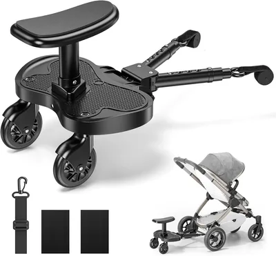 Pare-choc universel pour poussette avec assise large et pas de montage, charge 25 kg | Compatible avec 99% des poussettes, ajustable en hauteur/largeur