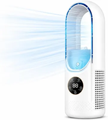 YoarMyt Turmventilator: Rotorloser Ventilator mit Luftreiniger und Befeuchtungsspray, 6 Geschwindigkeiten, Timer, Touch, BLadeless Fan - Best Deal