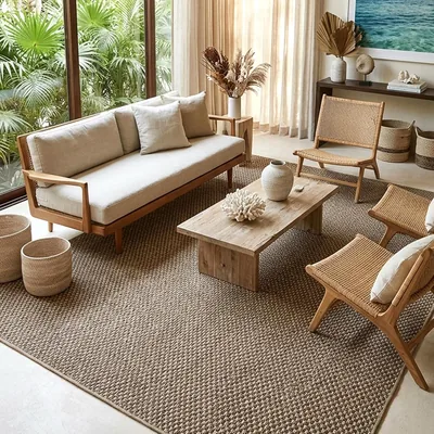 NUBAR HOME Tapete Sisal Yute Oro 200cmx290cm Importado de Egipto para Interiores y Exteriores - Decoración de Hogar