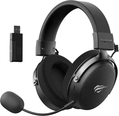 Fone de Ouvido Headset Havit H2015 Pro Preto, 5 Modos de Conexão, 2.4GHz, Bluetooth, Cabo USB e 3,5mm