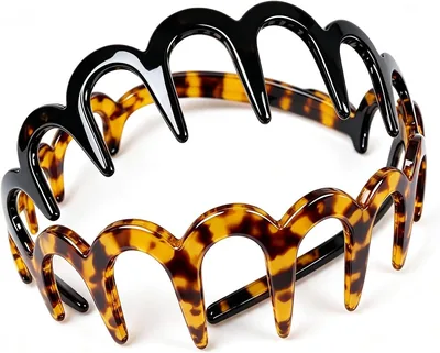 Wide Tooth Headbands 2 Pack Black & Amber Hair Bands