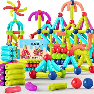 JUQG 118st Magnetic Byggtor, 3D Byggspel, Magnetiska Blokk, Opleidingsleg Gift för 3-12 År - Best Price