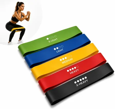 Kit com 5 Faixas Elásticas de Resistência em Látex para Exercícios