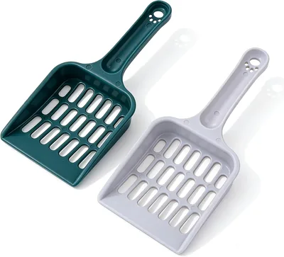 Cat Litter Scoop, 2 Pcs Plastic Cat Litter Tray Scoop, Durable & Easy to Clean Cats Poop Scoops for LitterTray, Pet Waste Cleani Best Deal