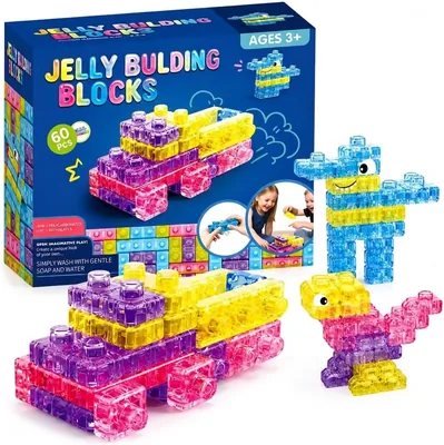 Twisoo Jelly Building Blocks 60 PCS - Soft Transparent Sensory Toy for Toddlers