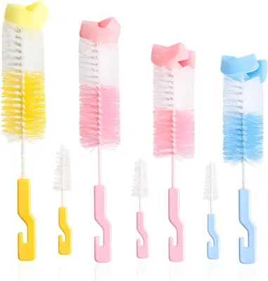 Bottle Cleaning Brush Set - 2‑Piece Kit for Baby & Water Bottles | Soft Sponge & Nylon Bristles