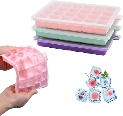 Silicone Ice Cube Tray 3 Pack - Easy Release with Lid, Best Deal