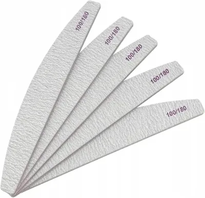 Professional Nail Files - 5 Pcs, 100/180 Grit, Washable Half-Moon Boards