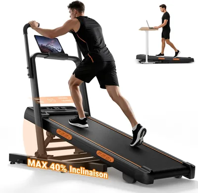 Treadmill pliable UMAY 40% de pente 130 cm, 12 km/h | Mat de marche compact à pliage et à pente 6 pouces pour bureau à domicile