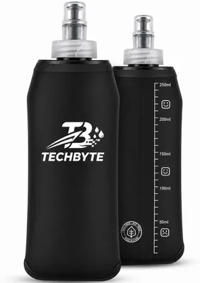 TechByte Collapsible Running Water Bottle - 250ml BPA-Free Flask - Bite-Release Nozzle - Eco Friendly