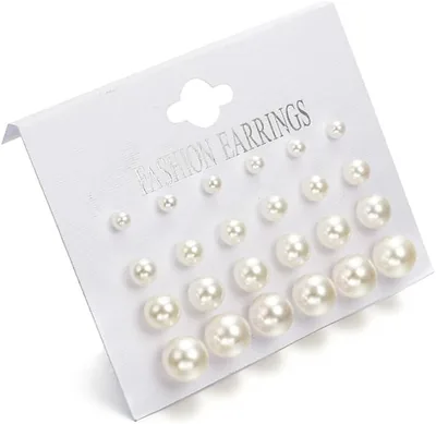 Black White Pearl Earrings Stud Sets