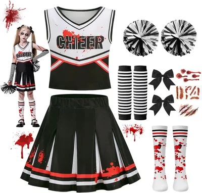 Halloween Zombie Cheerleader Costume Kids 6-12Y