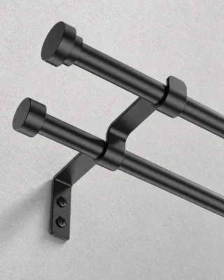 Double Curtain Rods Black 28-48 Inches