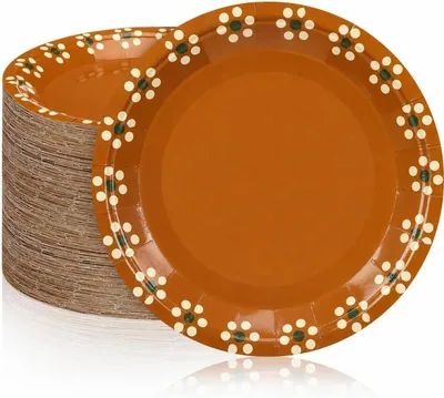 100 Piezas Platos de Papel Mexicanos con Diseño de Talavera (9 pulgadas) | Vajilla Desechable de Barro con Flores para Fiestas