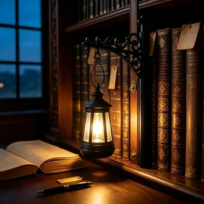Lámpara de lectura rústica CelestiMingle, lámpara de estante LED