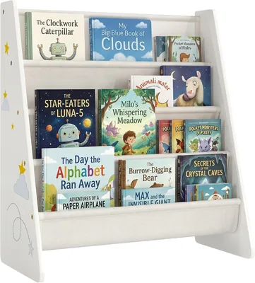 Qaba Fabric Kids Bookshelf 4-Tier White