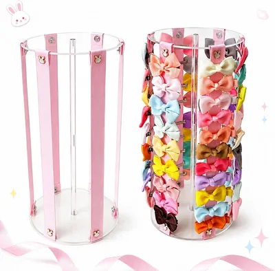 Organizador de Moños para Niñas con Gran Capacidad, Porta Moños Seguro y Duradero, Almacena Fácilmente Accesorios para Cabello, Rosa