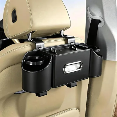 OYDAS 4 in 1 Car Back Seat Organizer - Cup Holders & Tissue Holder, Phone & Snack Storage
