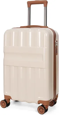 Carry on Luggage 20 Inch Beige Spinner Suitcase